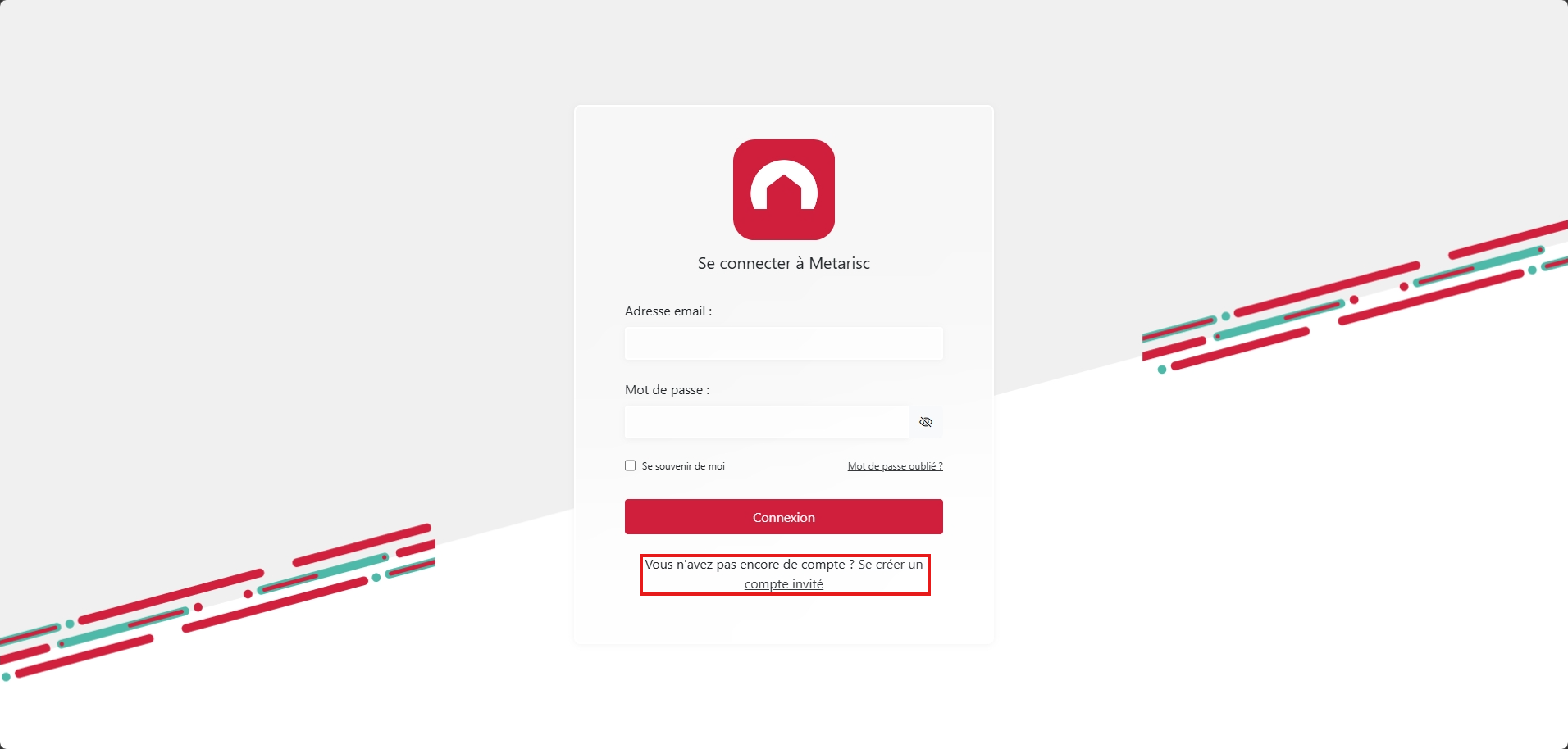 Page de connexion Metarisc